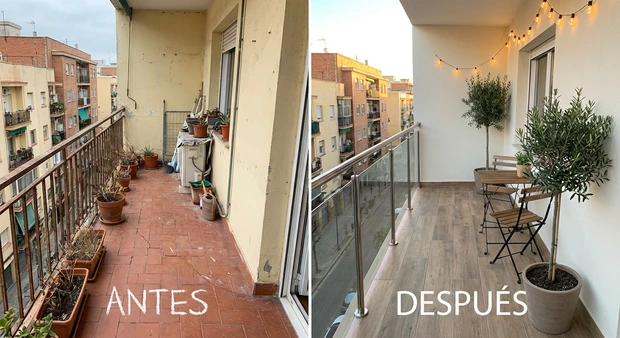 Antes y después reforma terraza
